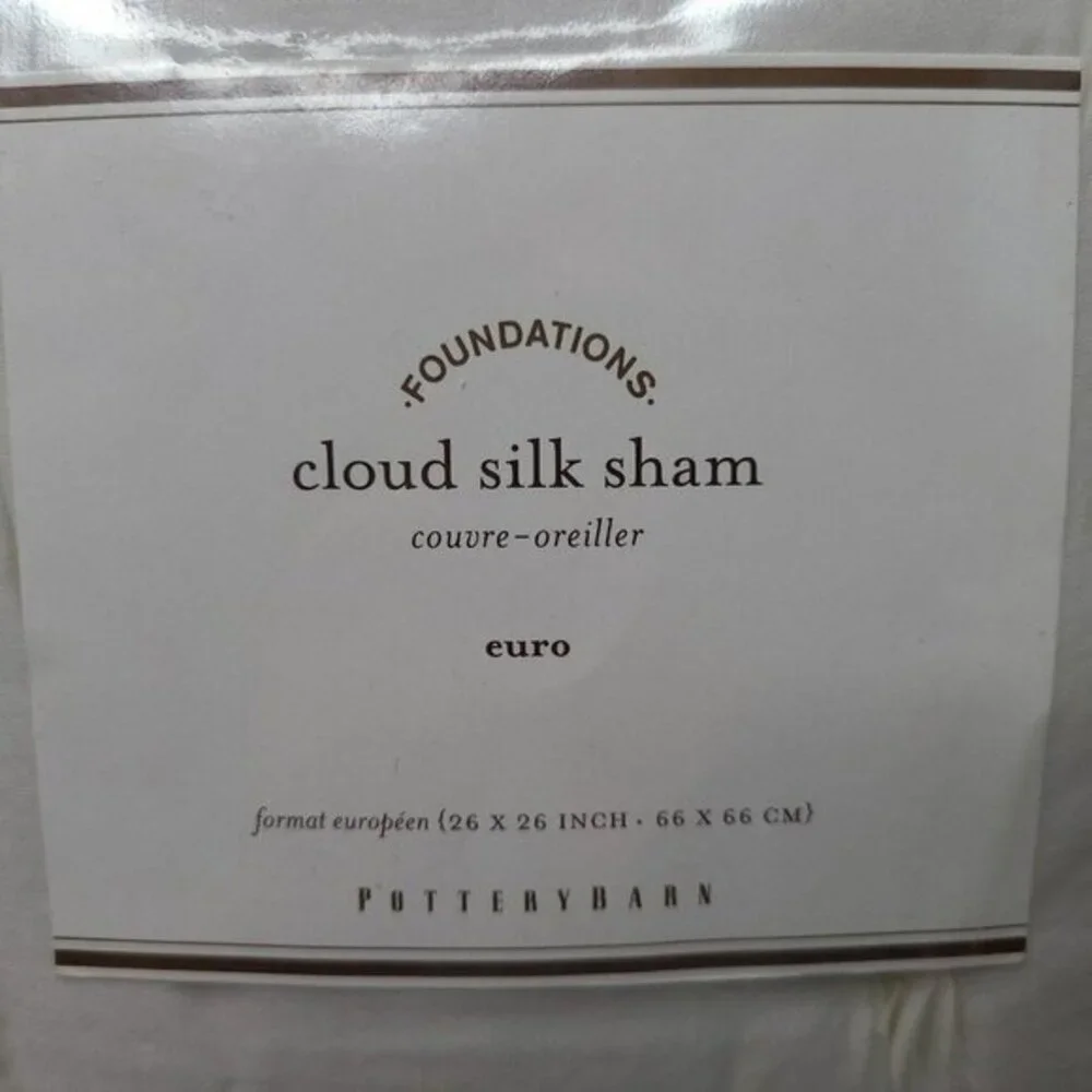 Pottery Barn Pillow Sham‎ Foundations Cotton Silk White Square 26 x 26 Euro New